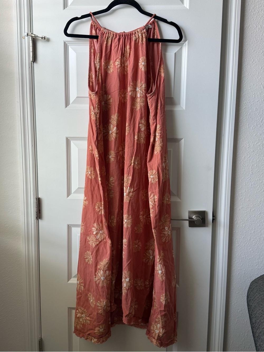 Madewell 100% Cotton Floral Open Back Halter Maxi Dress Medium - Picture 6 of 8